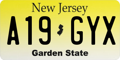 NJ license plate A19GYX