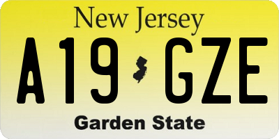 NJ license plate A19GZE