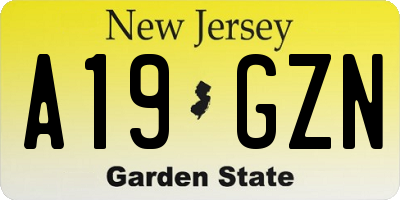 NJ license plate A19GZN