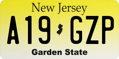 NJ license plate A19GZP