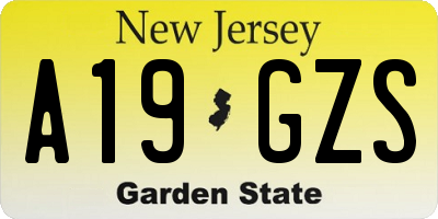 NJ license plate A19GZS