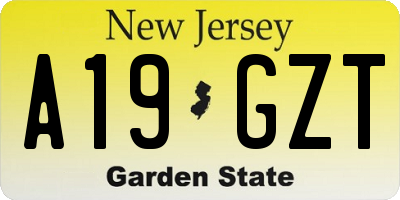 NJ license plate A19GZT