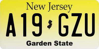 NJ license plate A19GZU