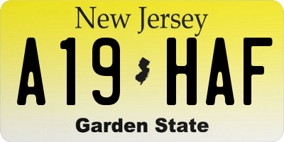 NJ license plate A19HAF
