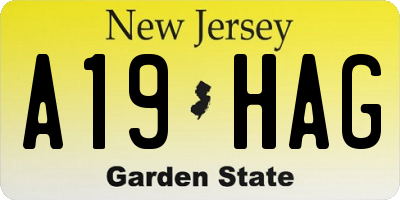 NJ license plate A19HAG
