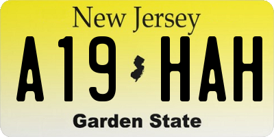 NJ license plate A19HAH