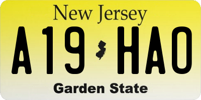 NJ license plate A19HAO