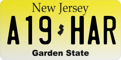 NJ license plate A19HAR