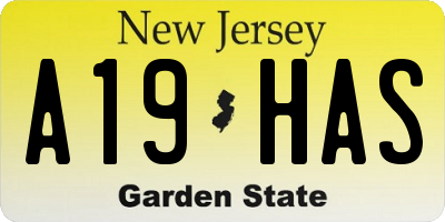 NJ license plate A19HAS