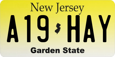 NJ license plate A19HAY
