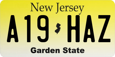 NJ license plate A19HAZ