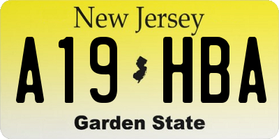 NJ license plate A19HBA