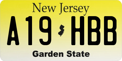 NJ license plate A19HBB