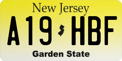 NJ license plate A19HBF