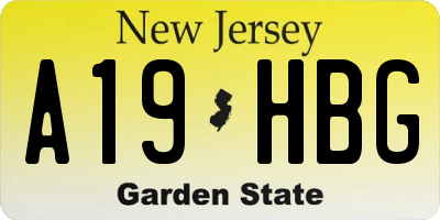 NJ license plate A19HBG