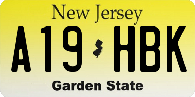NJ license plate A19HBK