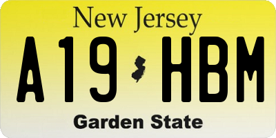 NJ license plate A19HBM