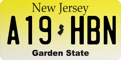 NJ license plate A19HBN