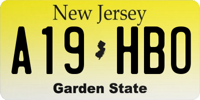 NJ license plate A19HBO