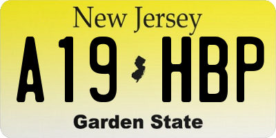 NJ license plate A19HBP