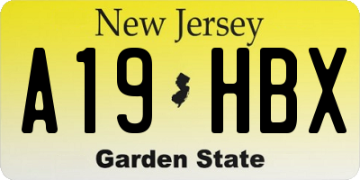 NJ license plate A19HBX