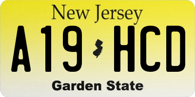 NJ license plate A19HCD