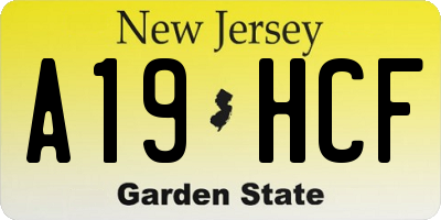 NJ license plate A19HCF