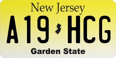 NJ license plate A19HCG