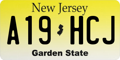 NJ license plate A19HCJ