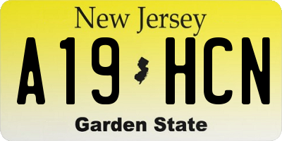 NJ license plate A19HCN