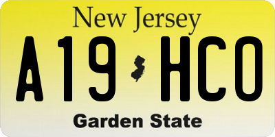 NJ license plate A19HCO
