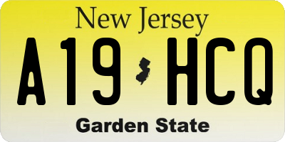 NJ license plate A19HCQ