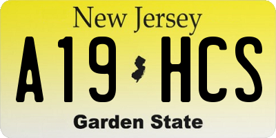 NJ license plate A19HCS