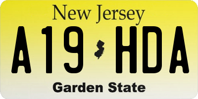 NJ license plate A19HDA