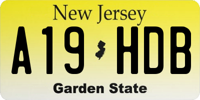 NJ license plate A19HDB