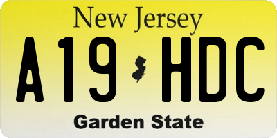 NJ license plate A19HDC