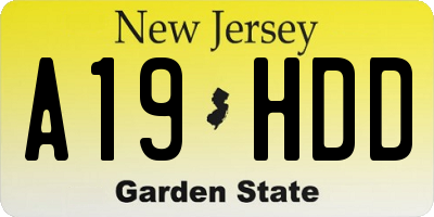 NJ license plate A19HDD
