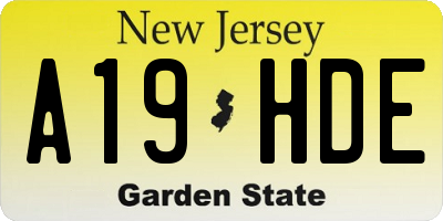 NJ license plate A19HDE