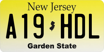 NJ license plate A19HDL