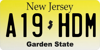 NJ license plate A19HDM