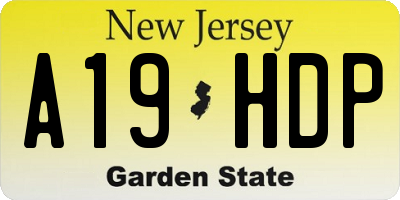 NJ license plate A19HDP