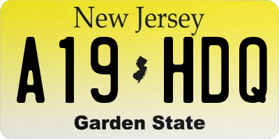 NJ license plate A19HDQ