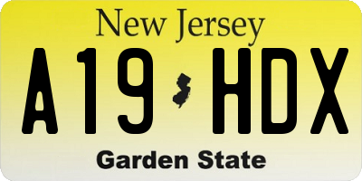 NJ license plate A19HDX