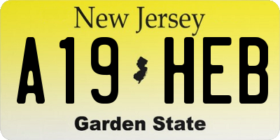 NJ license plate A19HEB