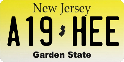 NJ license plate A19HEE