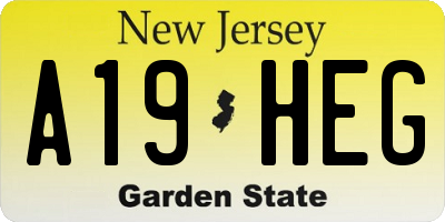 NJ license plate A19HEG