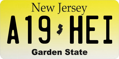 NJ license plate A19HEI