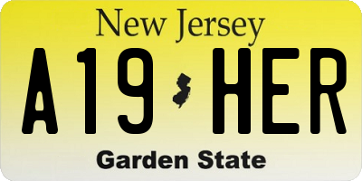 NJ license plate A19HER