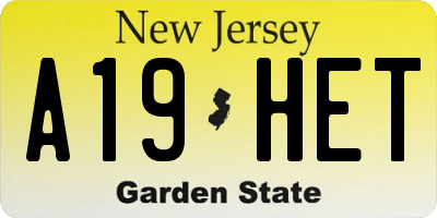 NJ license plate A19HET