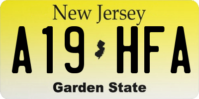 NJ license plate A19HFA